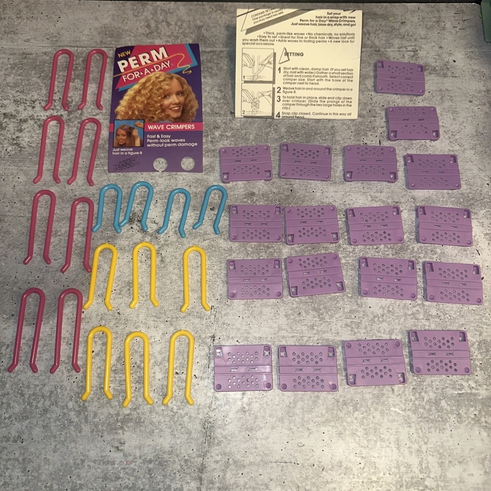 Y2K Perm For A Day Ponytail Twirl Ups & 3 Size Curlers Hair Clips Pins Sets READ